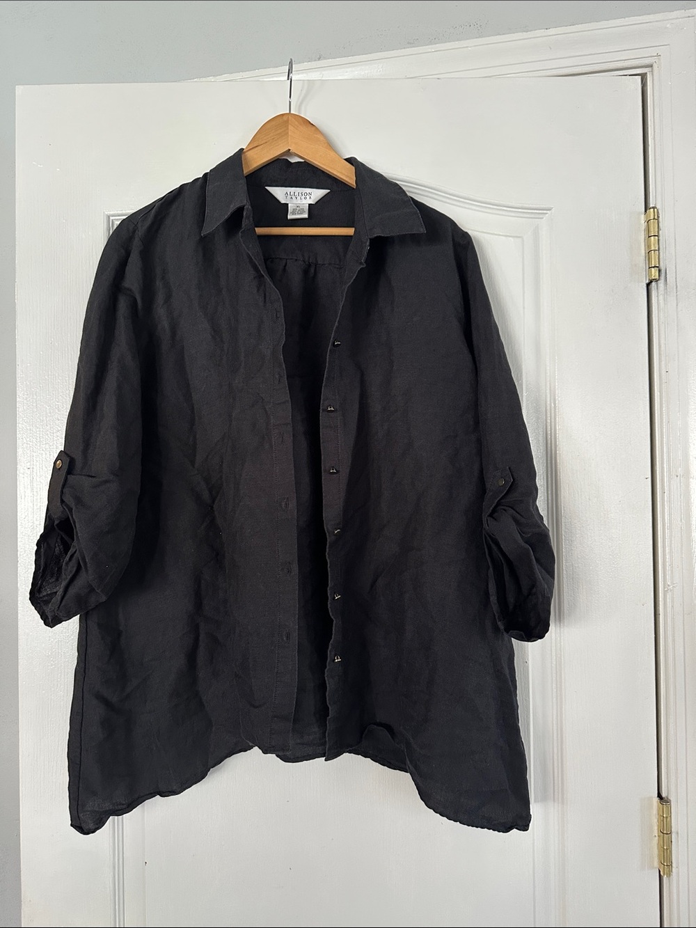 womens Black Lightweight Button-Up Shirt Jacket